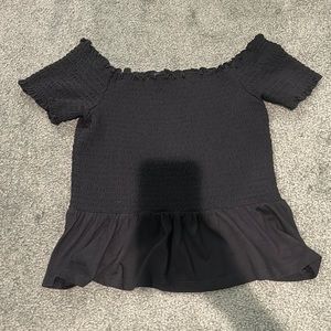 Smocked off the shoulder black top from American Eagle